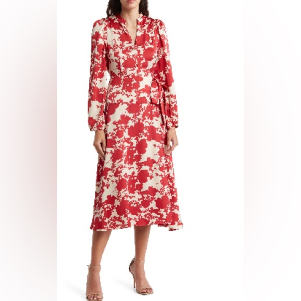 MELLODAY Red and White Floral Dress
